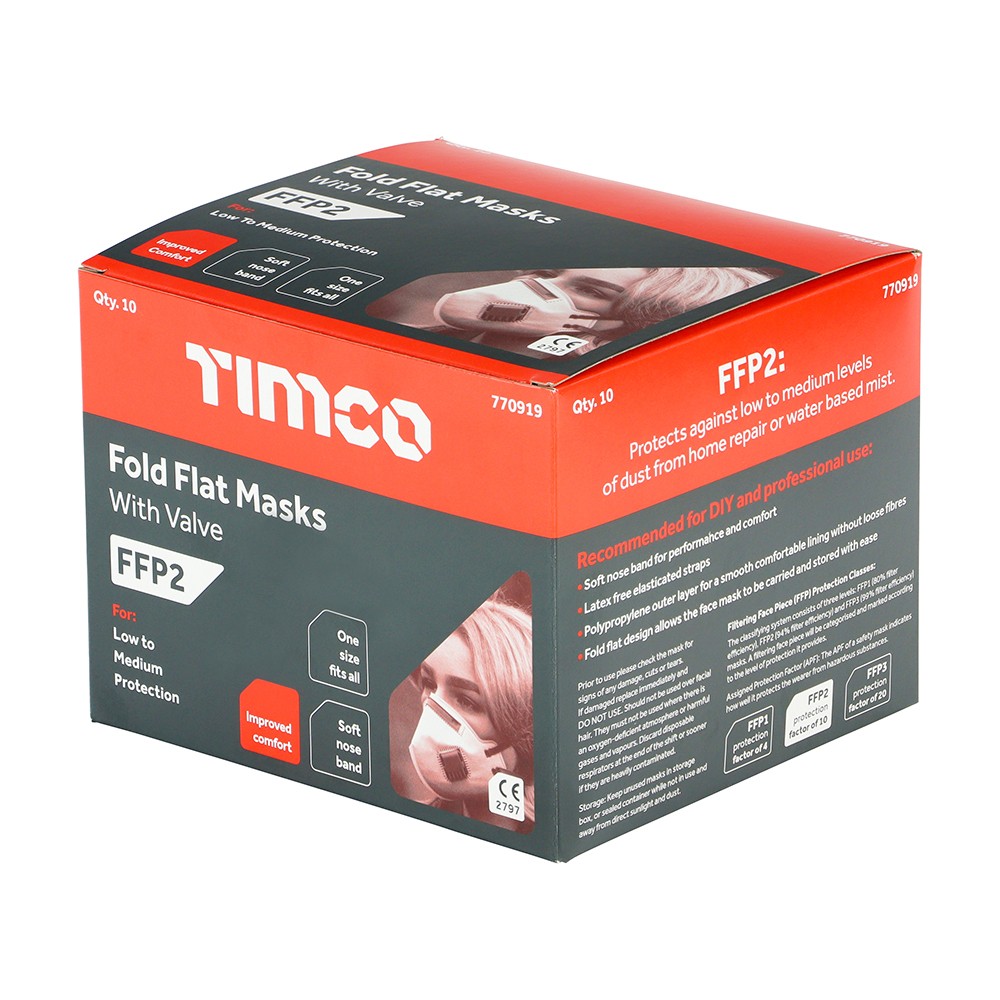Timco FFP2 Fold Flat Masks with Valve