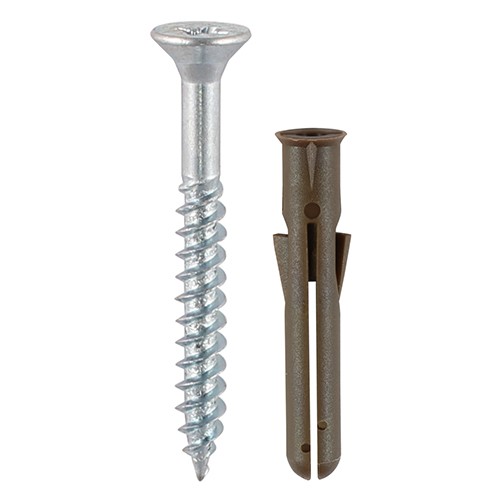 Timco Brown Premium Plastic Plugs 43mm with Screws