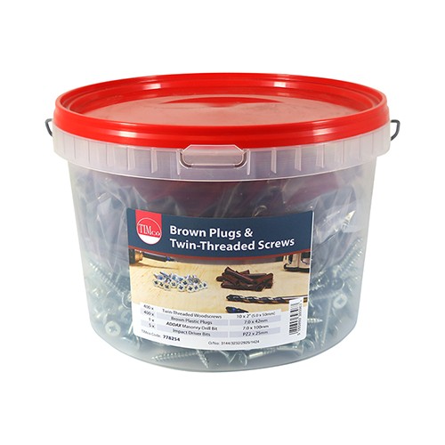Timco Brown Premium Plastic Plugs 43mm with Screws