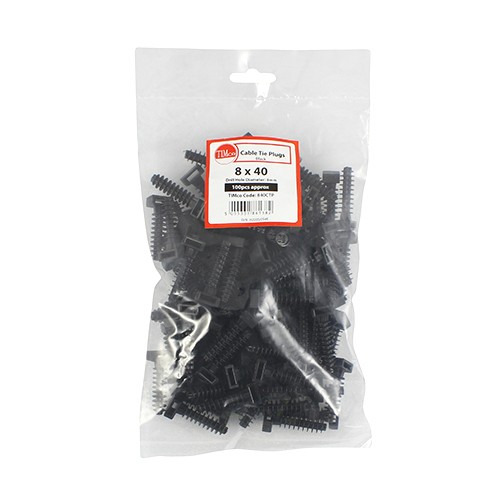 Timco Cable Tie Plugs 8 x 40mm - Black