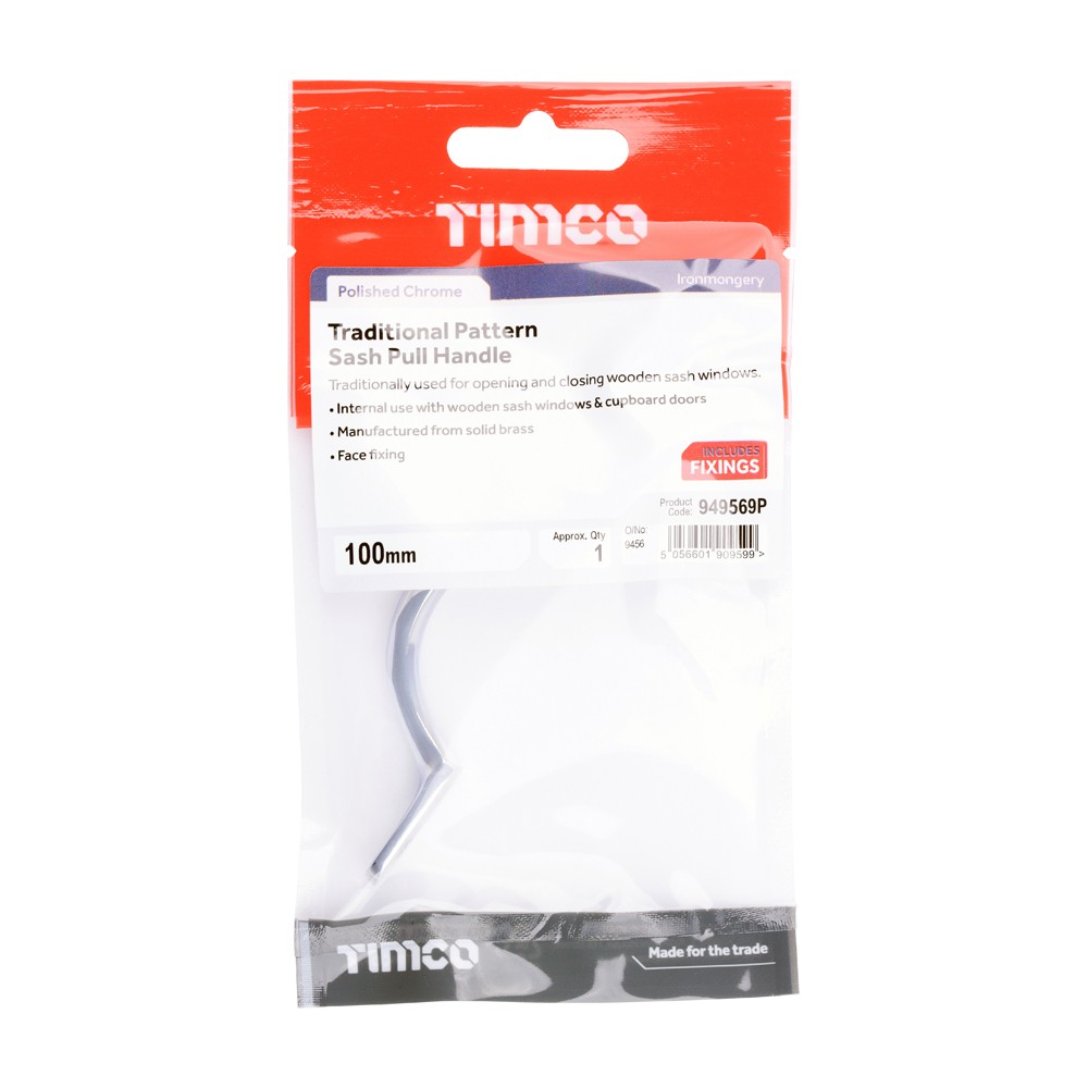 Timco Traditional Pattern Sash Pull Handle 100mm - TimPacks