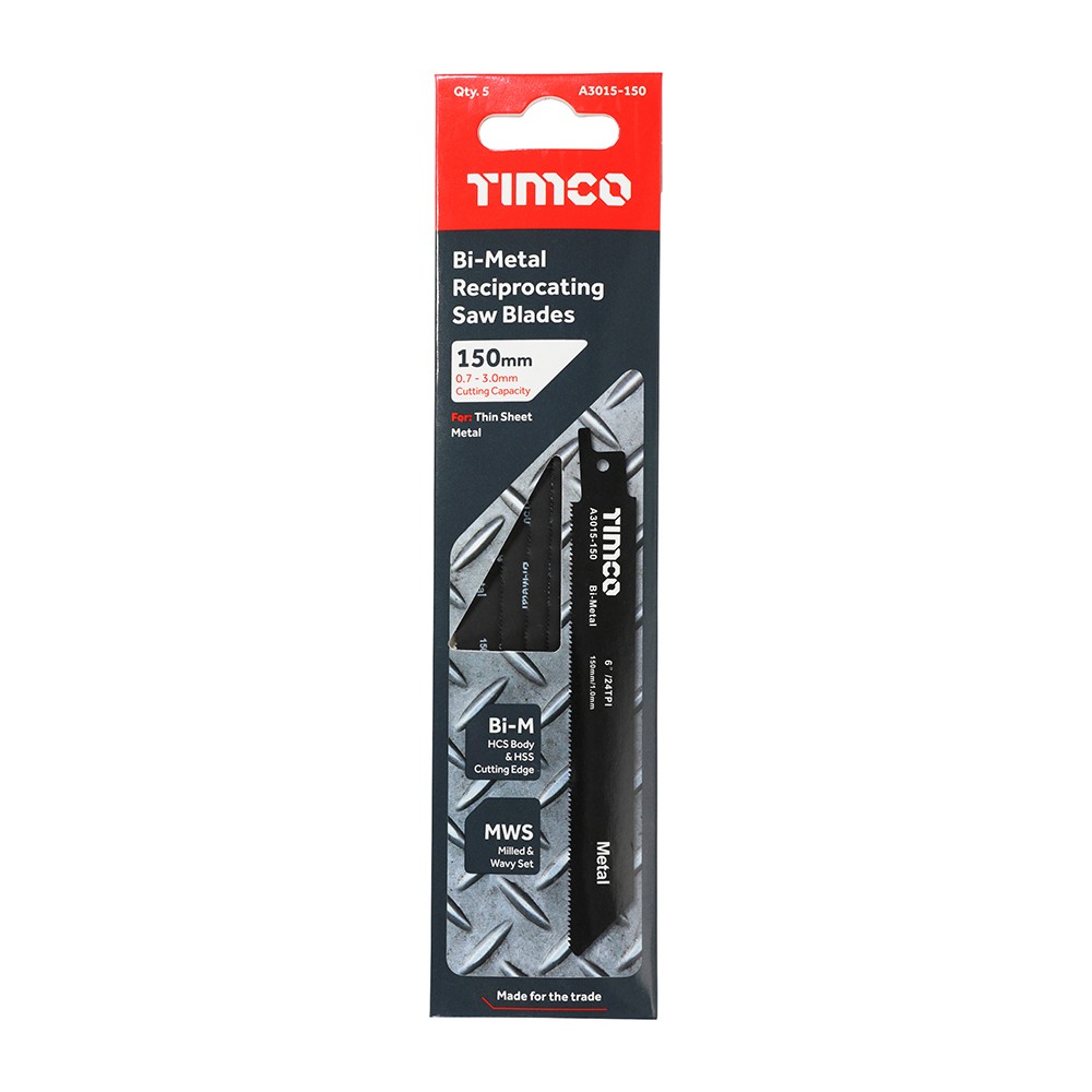 Timco Reciprocating Saw Blades - Metal Cutting - Bi-Metal - S922AF