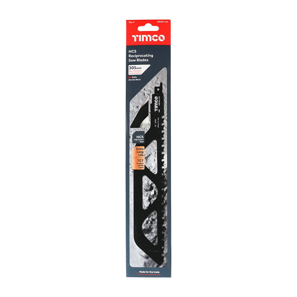 Timco Reciprocating Saw Blades For Block / Brick Cutting - Tungsten Carbide Tipped Blade - S1243HM