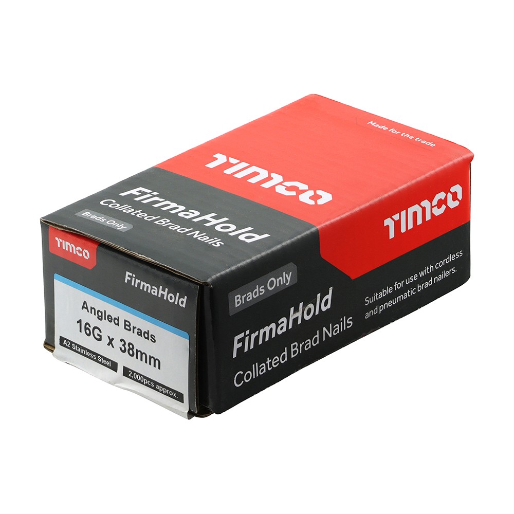 Timco FirmaHold ABSS1638 16G 38mm Collated Brad Angled Nails 2000 - A2 Stainless Steel