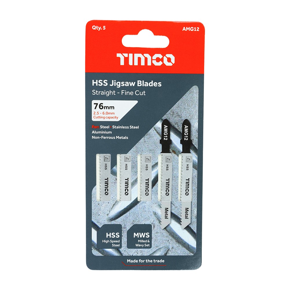 Timco Jigsaw Blades For Metal Cutting - HSS Blades