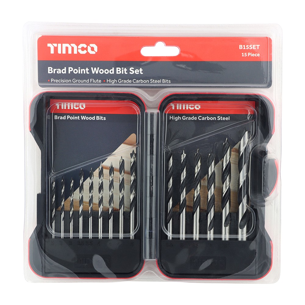 Timco Brad Point Wood Bit Set 15pc