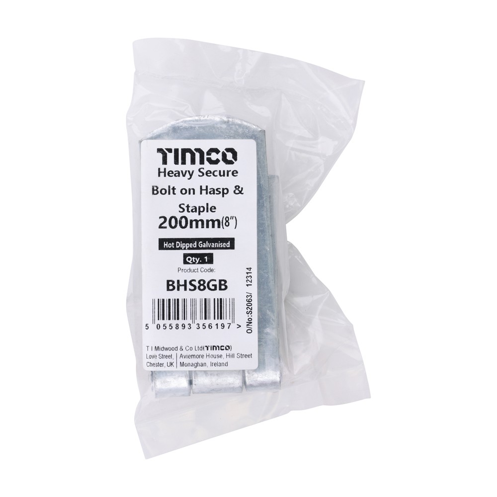 Timco Secure Bolt On Hasp & Staple - Heavy Duty - Hot Dipped Galvanised