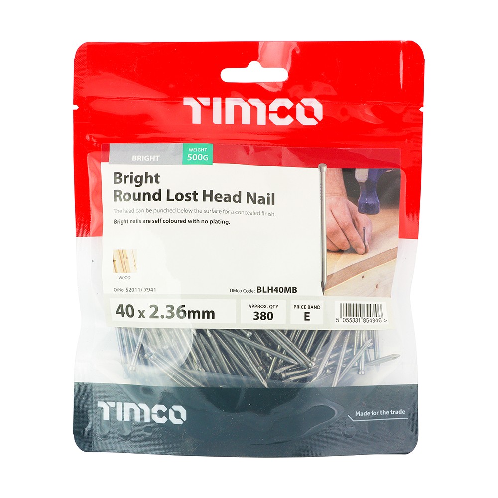 Timco Round Lost Head Nails - Bright (kg)