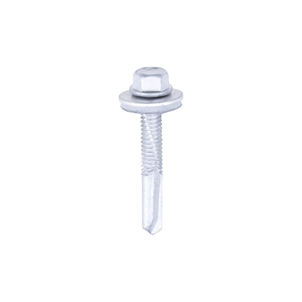 Timco Metal Construction Heavy Section Self Drilling Screws 5.5 x 38mm, EPDM Washer - Silver Organic