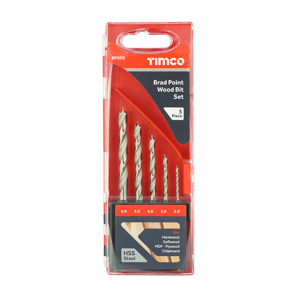 Timco Brad Point Wood Bit Set 5pcs