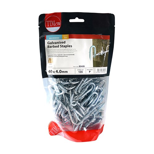 Timco Barbed Staples 40 x 4mm - Galvanised 1kg