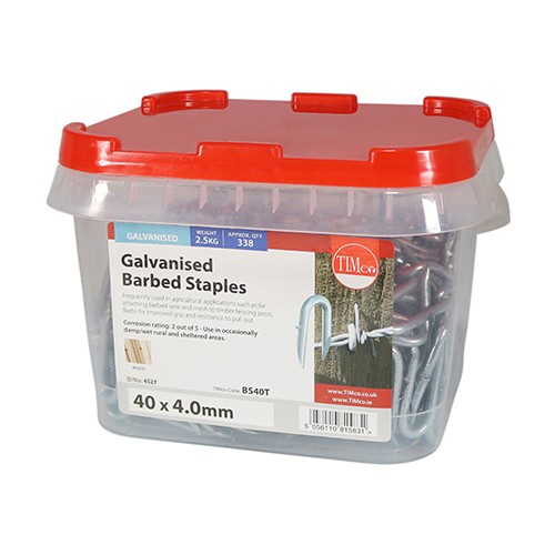 Timco Barbed Staples 4 x 4mm Galvanised 2.5kg