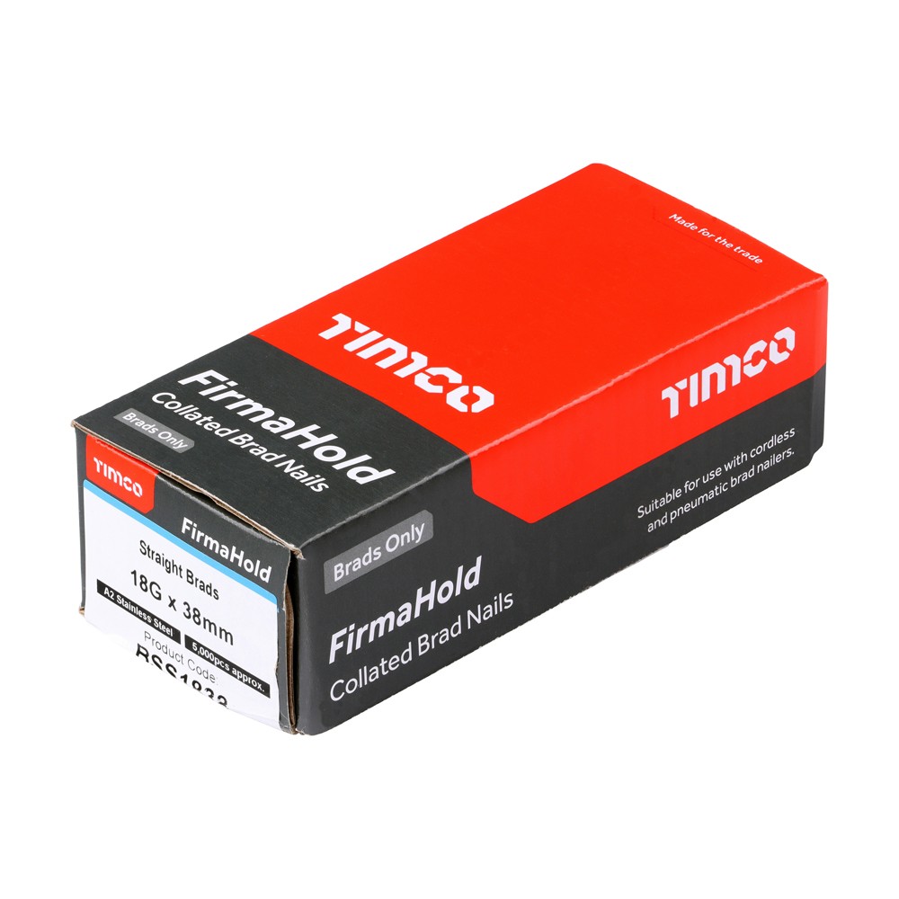 Timco FirmaHold BSS18 18G Collated Brad Straight Nails - A2 Stainless Steel