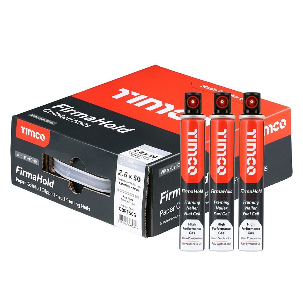 Timco FirmaHold CBRT50G 2.8 x 50mm Collated Bright Nails Ring Shank 3300 & 3 Fuel Cells