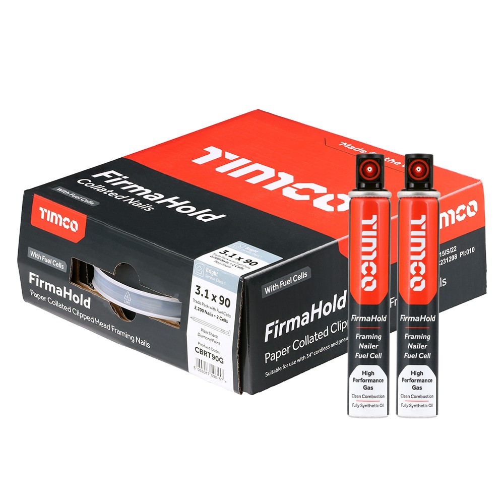Timco FirmaHold CBRT90G 3.1 x 90mm Collated Bright Nails Ring Shank 2200 & 2 Fuel Cells