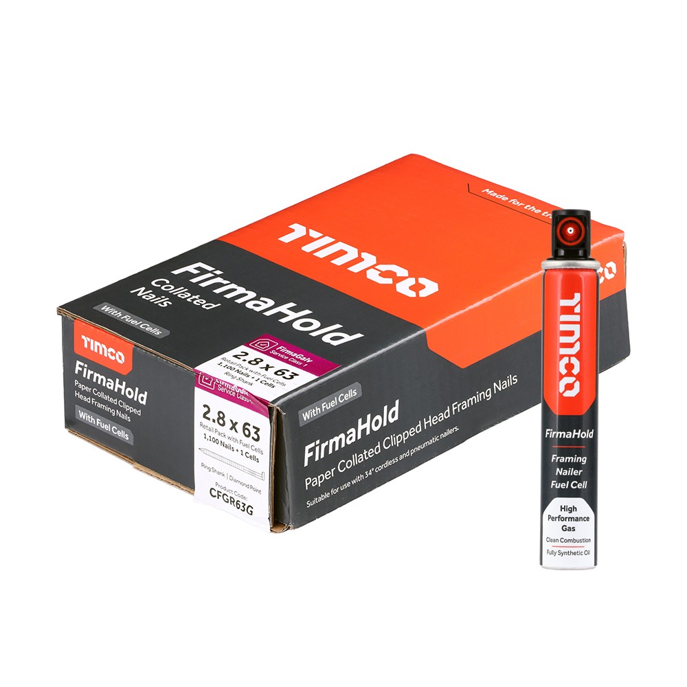 Timco FirmaHold CFGR63G 2.8 x 63mm Collated Nails Ring Shank 1100 & 1 Fuel Cell - FirmaGalv