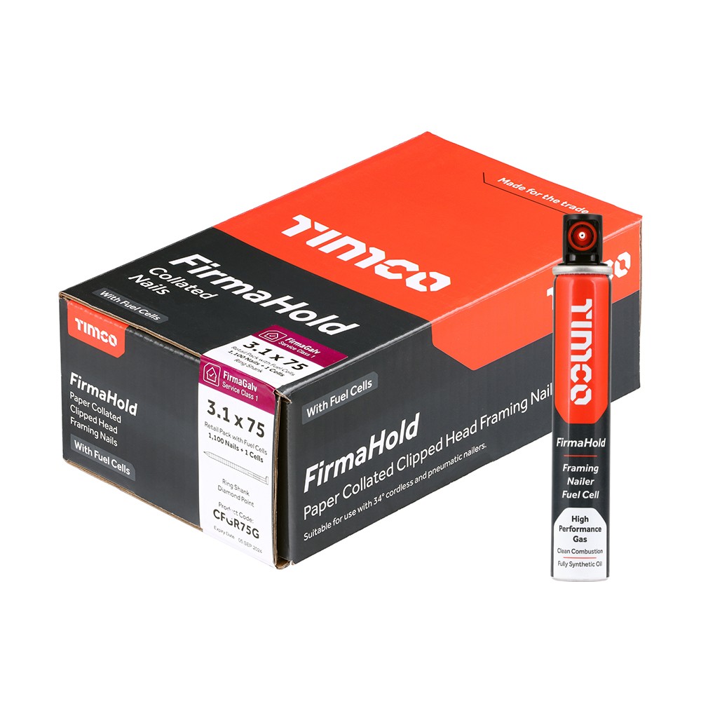Timco FirmaHold CFGR75G 3.1 x 75mm Collated Nails Ring Shank 1100 & 1 Fuel Cell - FirmaGalv