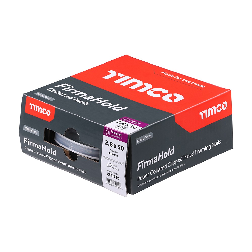 Timco FirmaHold CFG50 2.8 x 50mm Collated Nails Ring Shank 3300 Pieces- FirmaGalv