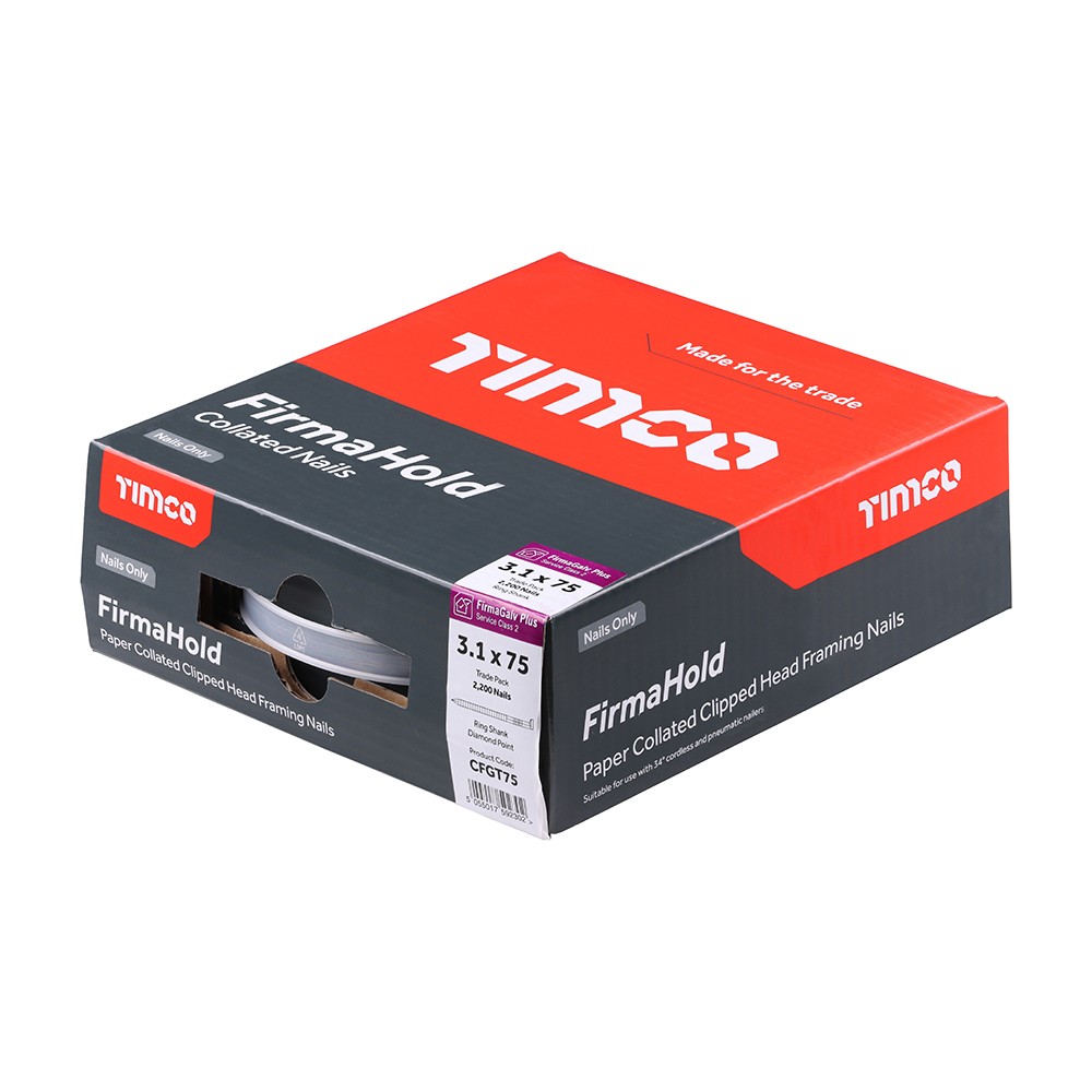 Timco FirmaHold CFG75 3.1 x 75mm Collated Nails Ring Shank 2200 Pieces- FirmaGalv