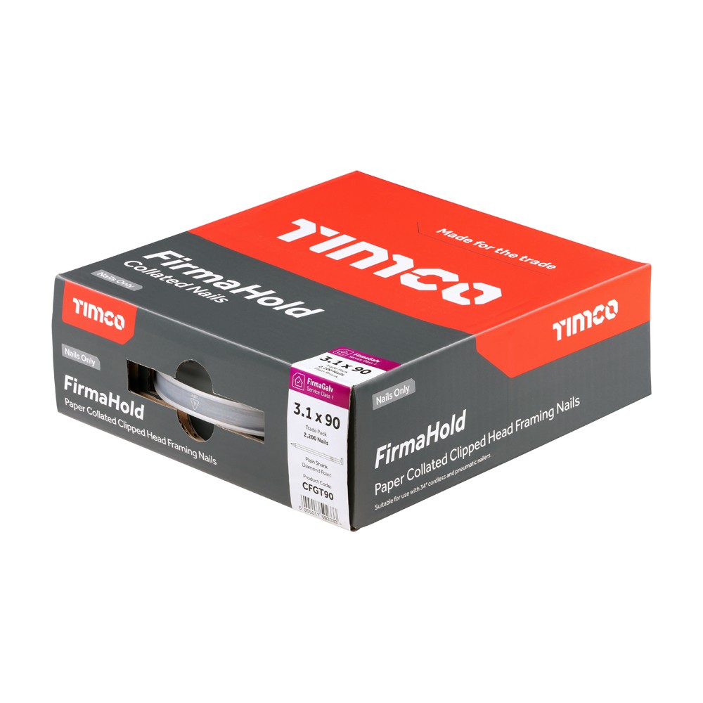 Timco FirmaHold CFG90 3.1 x 90mm Collated Nails Ring Shank 2200 Pieces- FirmaGalv