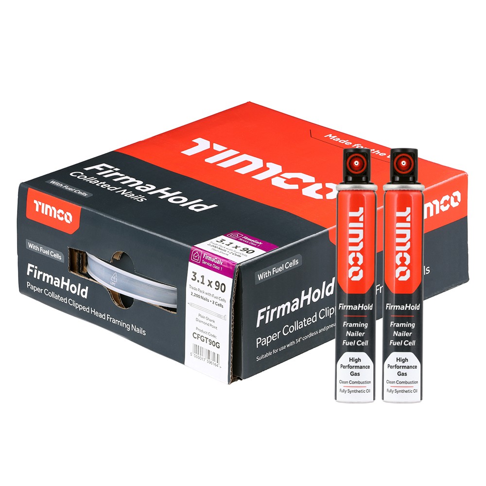 Timco FirmaHold CFGT90G 3.1 x 90mm Collated FirmaGalv Nails Ring Shank 2200 & 2 Fuel Cells
