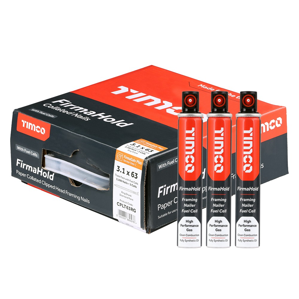 Timco FirmaHold CPLT63RG 3.1 x 63mm Collated Nails Ring Shank 3300 & 3 Fuel Cells - FirmaGalv+