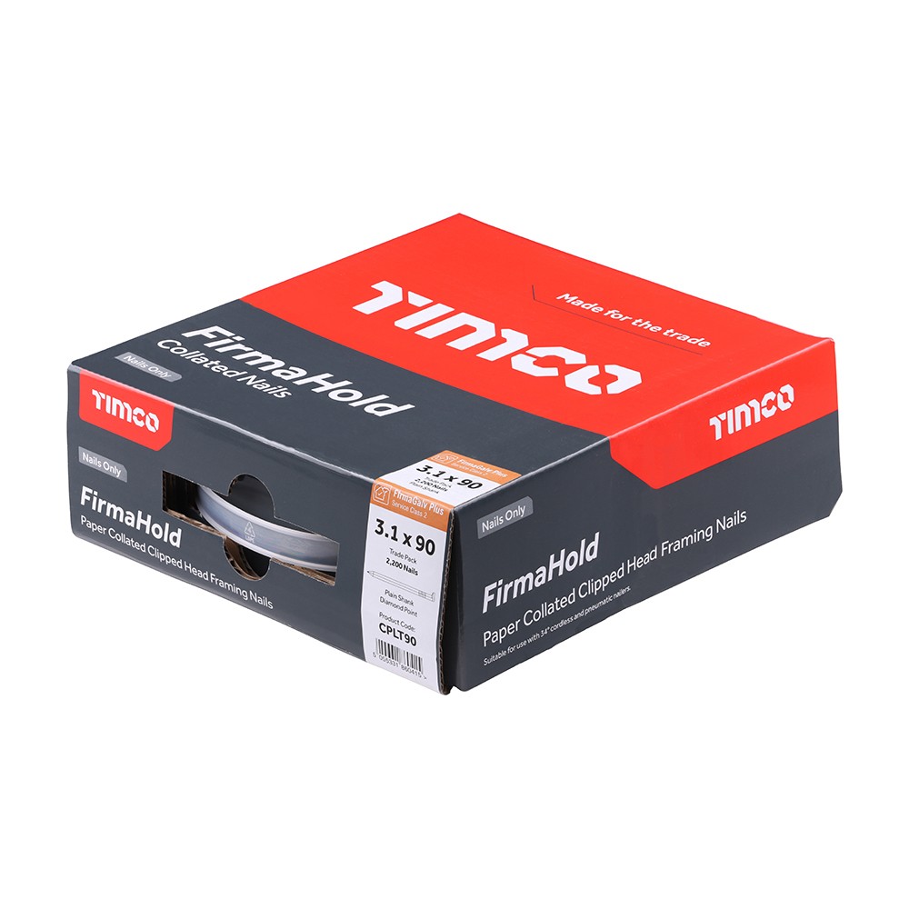 Timco FirmaHold CPLT90 3.1 x 90mm Collated Nails Ring Shank 2200 & 2 Fuel Cells - FirmaGalv +