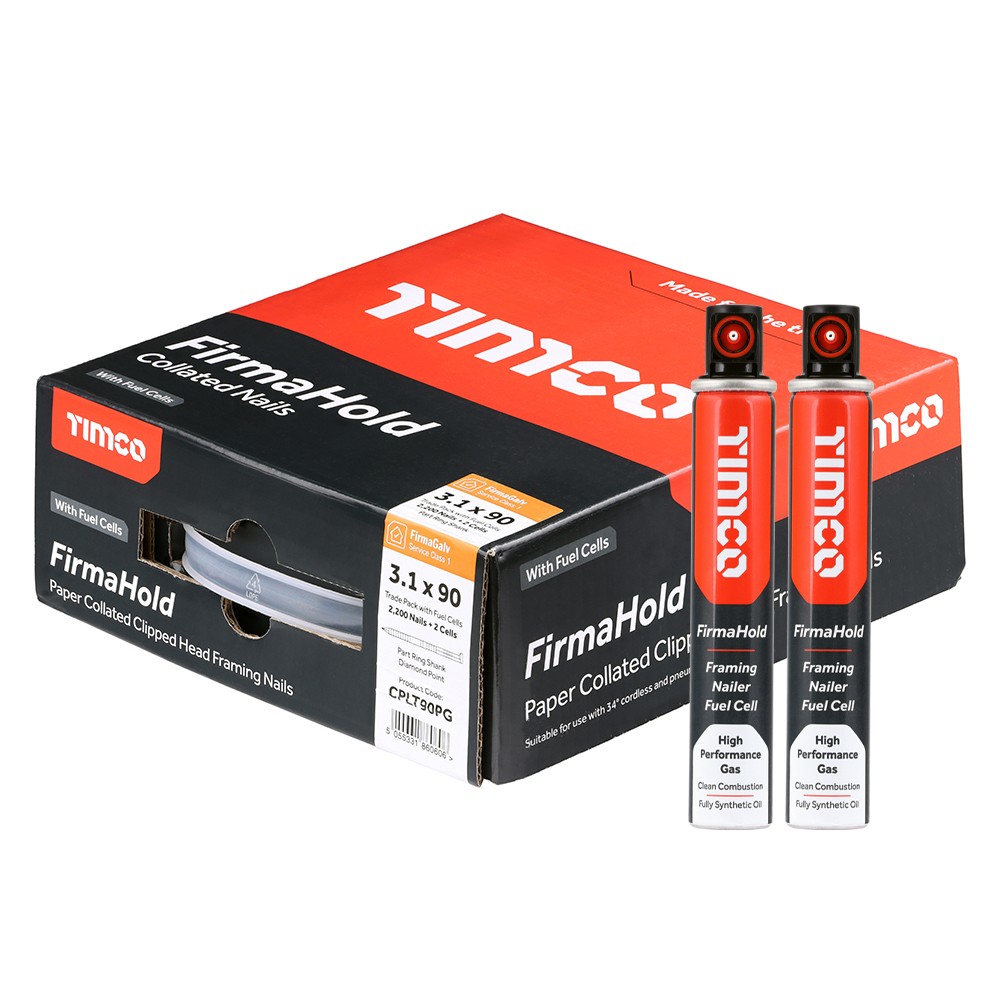 Timco FirmaHold CPLT90PG 3.1 x 90 Collated Nails Part Ring Shank 2200 & 2 Fuel Cells - FirmaGalv +