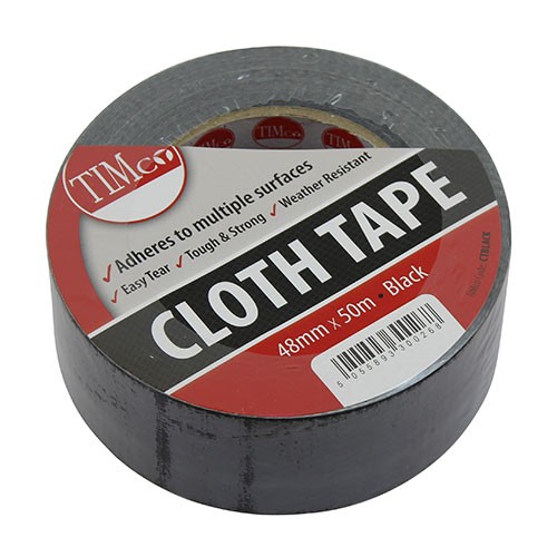 Timco Cloth Tape 50m x 48mm - Black