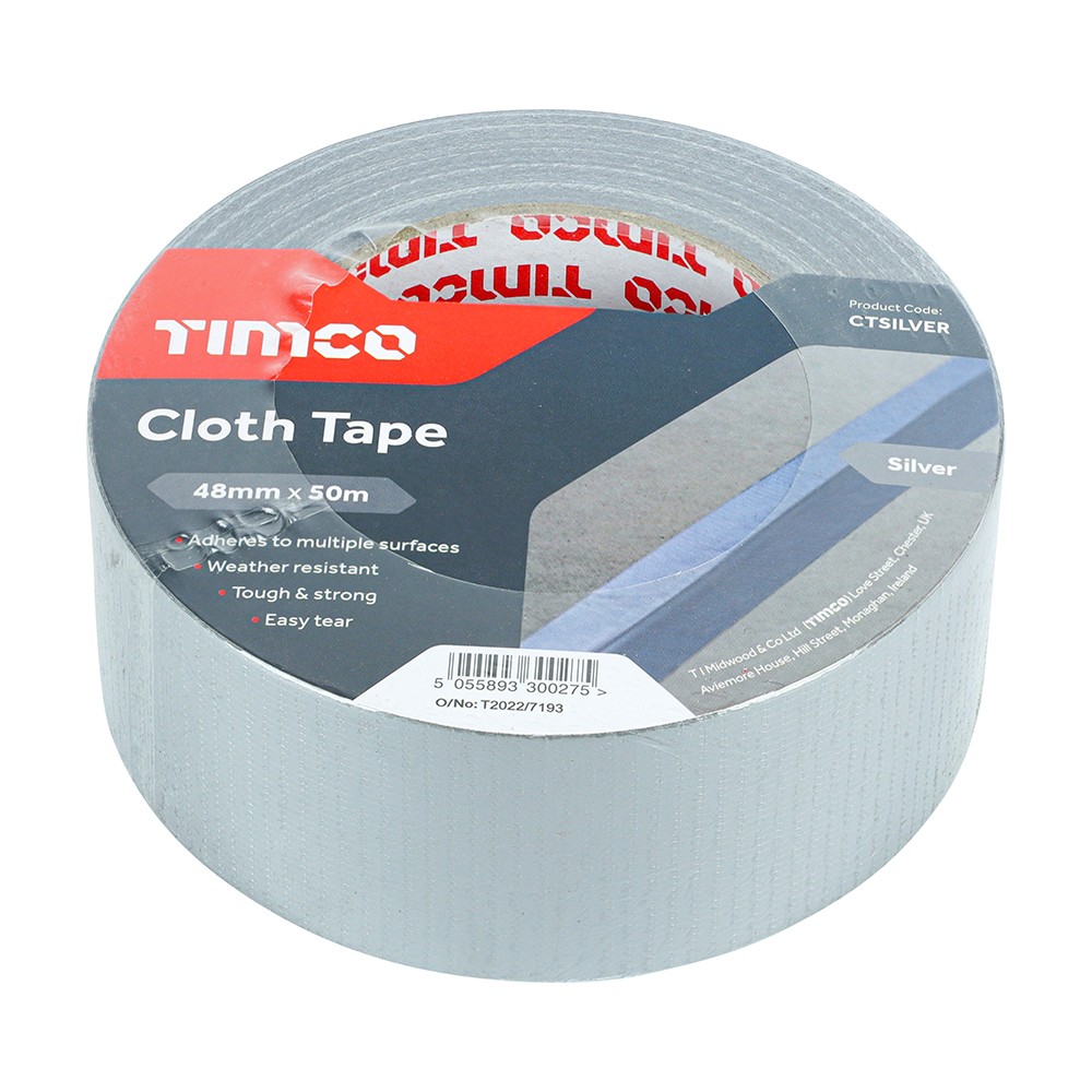 Timco Cloth Tape 50m x 48mm - Silver