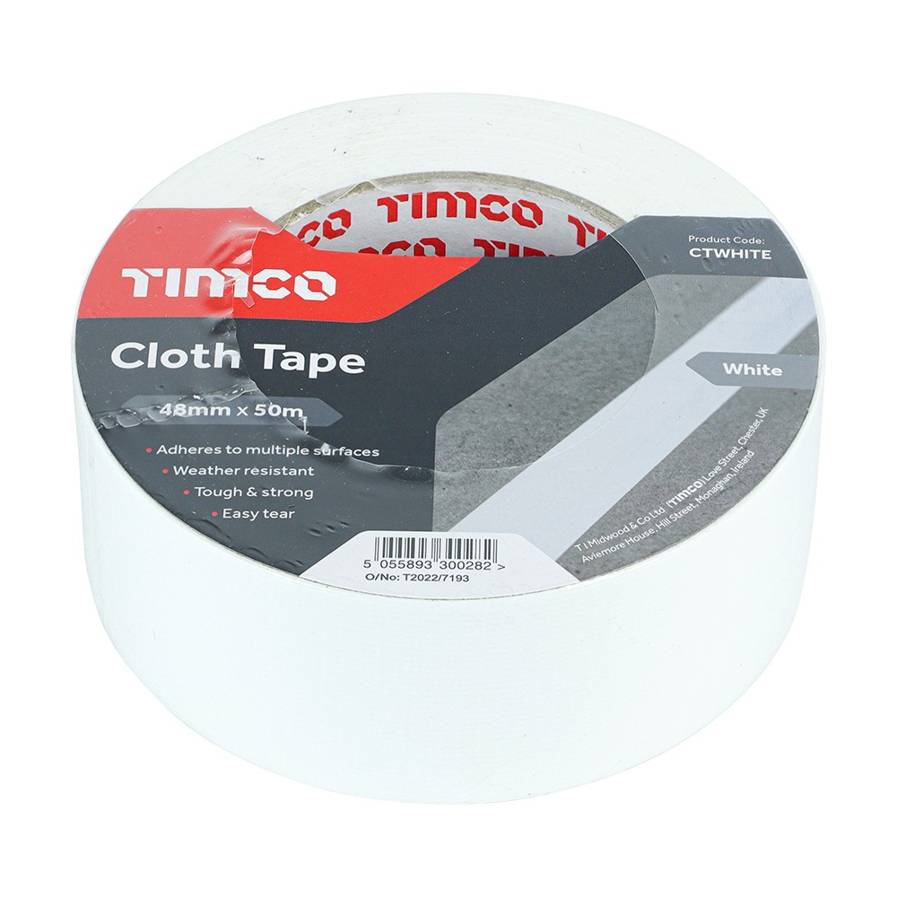 Timco Cloth Tape 50m x 48mm - White