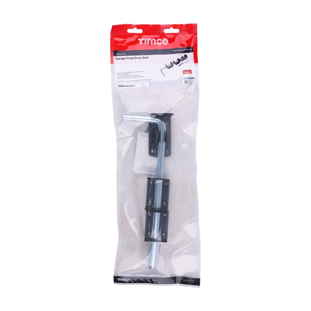 Timco Garage Drop Down Bolt - Black