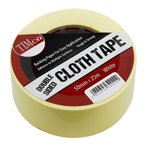 Timco Double Sided Cloth Tape 25m x 50mm - White