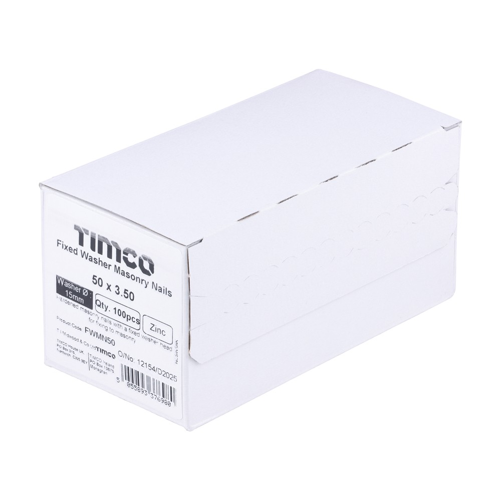 Timco Masonry Mickey Nails Fixed Washer Zinc - 100 Pack