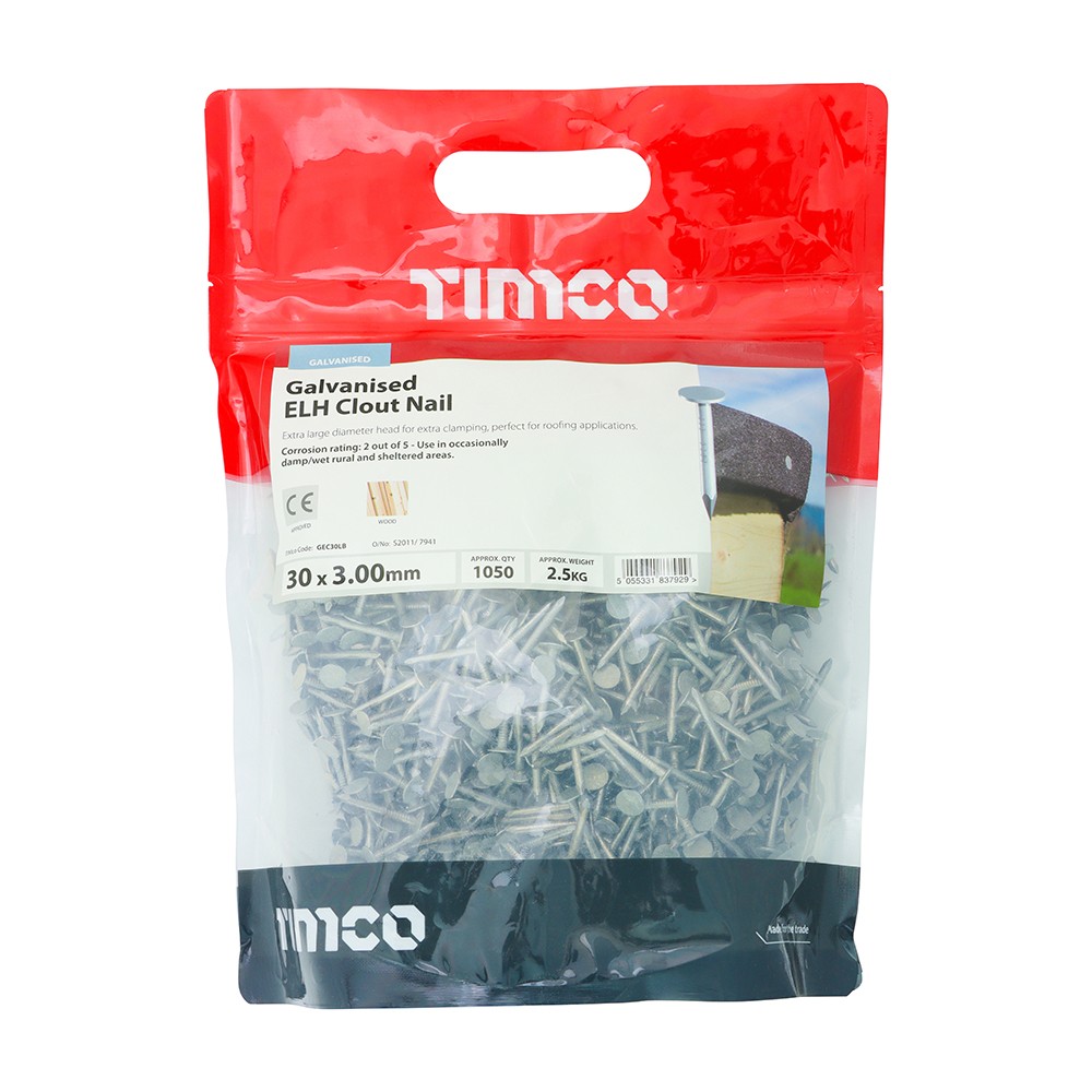 Timco Extra Large Head Clout Nails - Galvanised 2.5kg