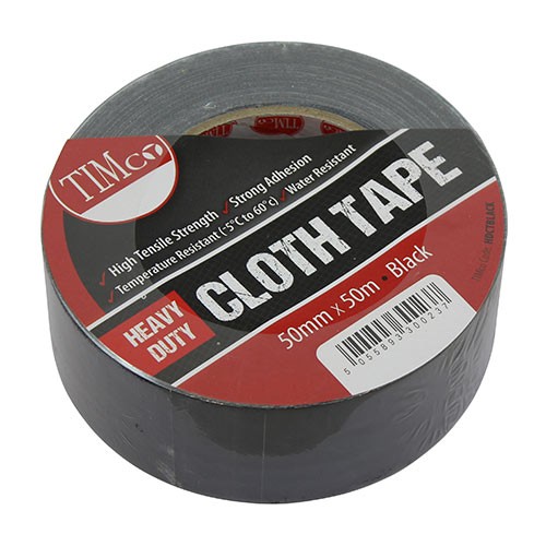 Timco Heavy Duty Cloth Tape 50m x 50mm - Black
