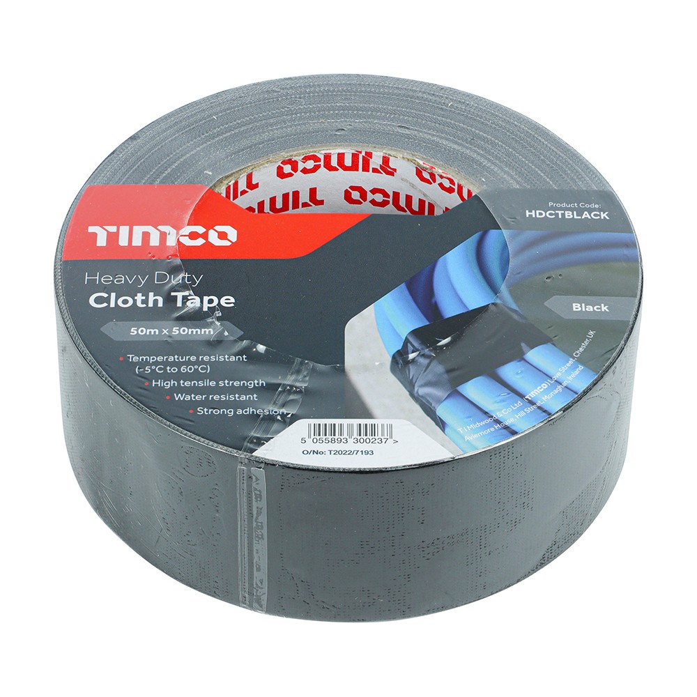 Timco Heavy Duty Cloth Tape 50m x 50mm - Black