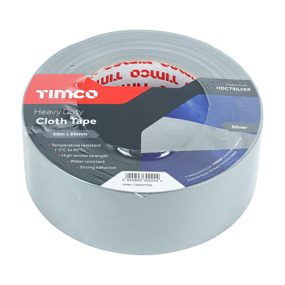 Timco Heavy Duty Cloth Tape 50m x 50mm - Silver