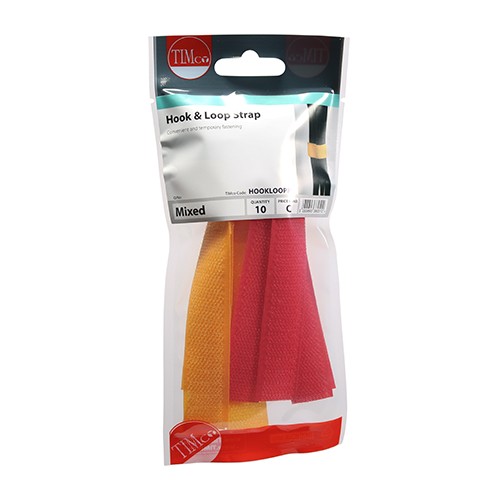 Timco Coloured Hook & Loop Straps 10pc