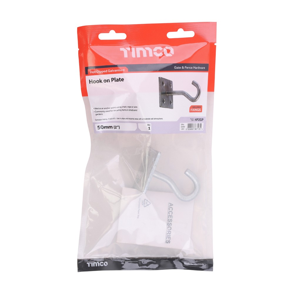 Timco Hook on Plate - Hot Dipped Galvanised