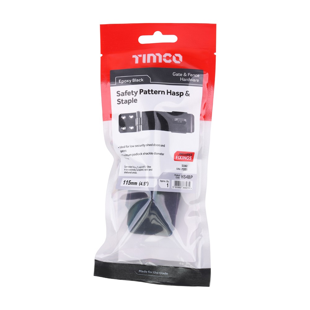 Timco Safety Pattern Hasp & Staple - Black