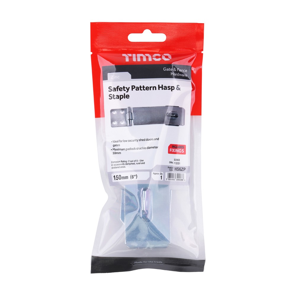Timco Safety Pattern Hasp & Staple - Zinc
