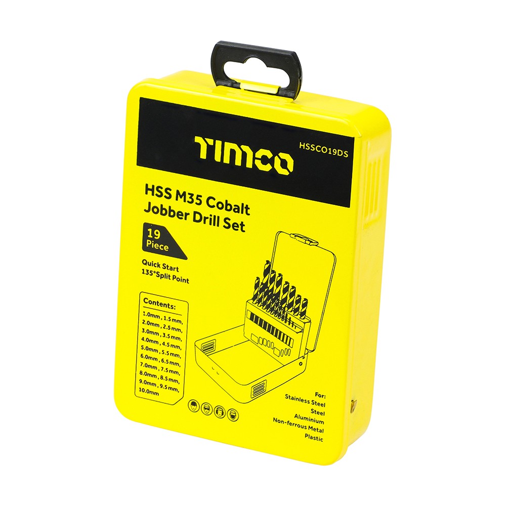 Timco Ground Jobber Drill Bit Set Cobalt M35 19pc