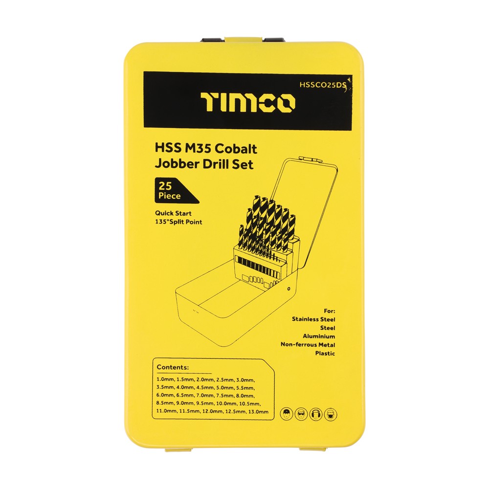 Timco Ground Jobber Drill Bit Set Cobalt M35 25pc