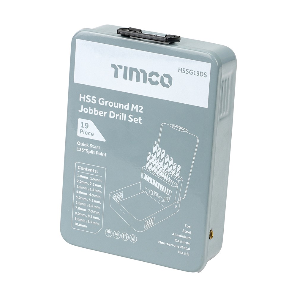 Timco Ground Jobber Drill Bit Set HSS 19pc