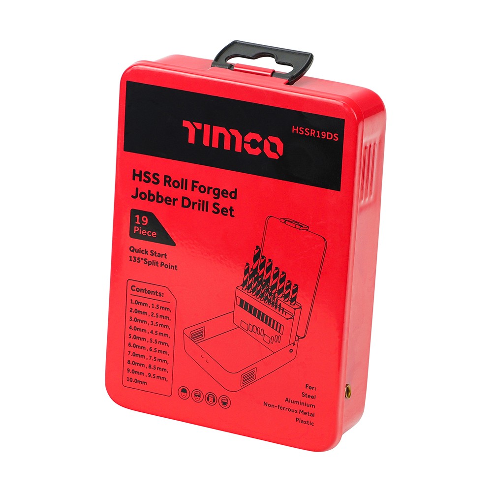 Timco Roll Forged Jobber Drill Bit Set HSS 19pc
