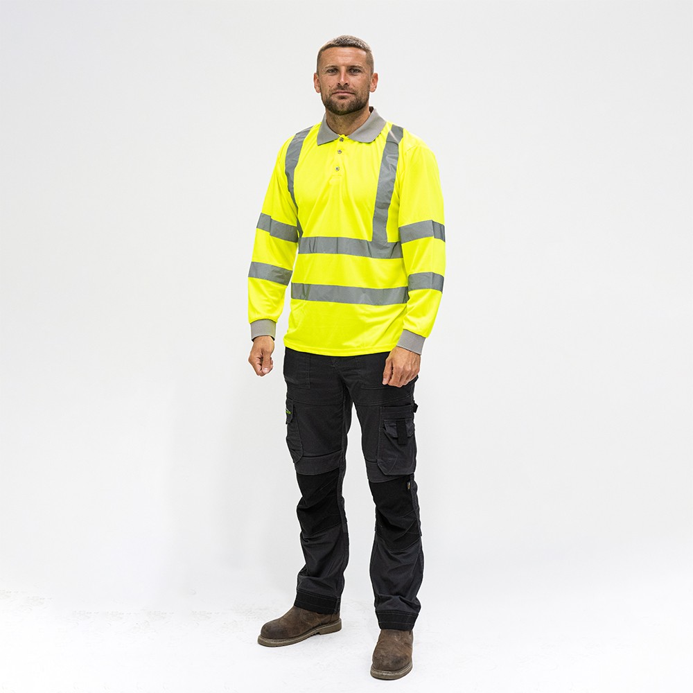 Timco Hi-Visibility Polo Shirt - Long Sleeve - Yellow