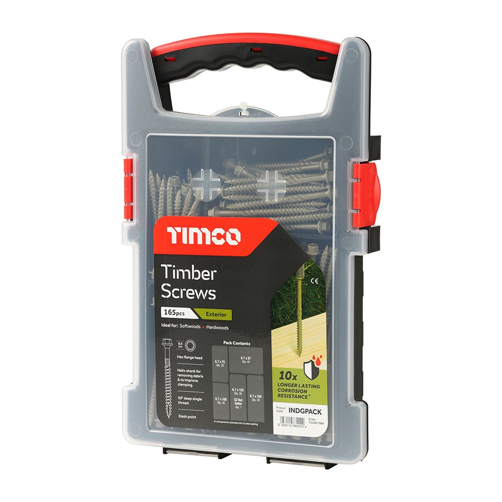 Timco Timber Screws Mixed Grab Pack 165pc Hex - Green