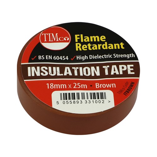 Timco PVC Insulation Tape 25m x 18mm - Brown