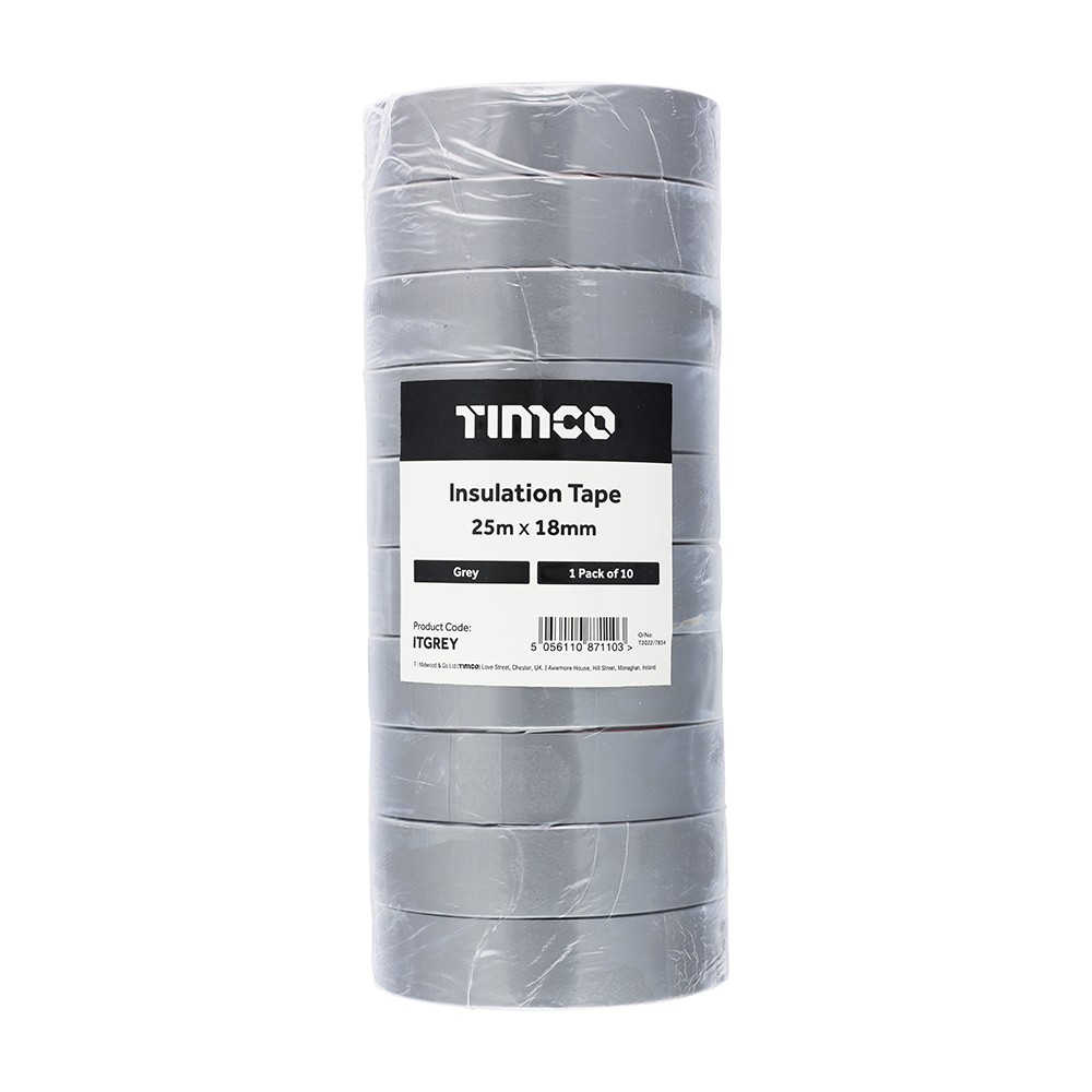 Timco PVC Insulation Tape 25m x 18mm - Grey
